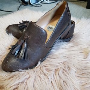 Nine West Ferrell faux leather tassle loafers.
